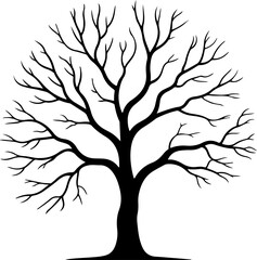 Obraz premium Bare tree silhouette vector illustration