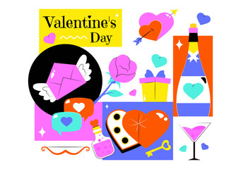 Happy Valentine's Day Vector Illustration on February 14 Featuring Heart Love Symbolizing Couple Affection in Flat Cartoon Pink Holiday Background