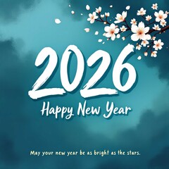 Celebrate the arrival of 2026 with this beautiful happy new year greeting card design on white background