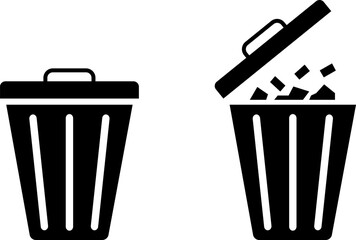 The Delete Action Duo: Closed and Deleting Trash Can Icons