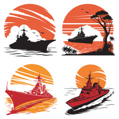 Set warship icon art and illustrator eps 10 isolated