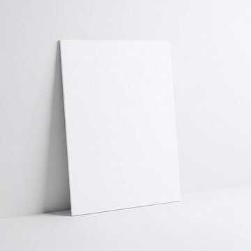 Simple Blank White Rectangular Board Leaning Against a White Wall