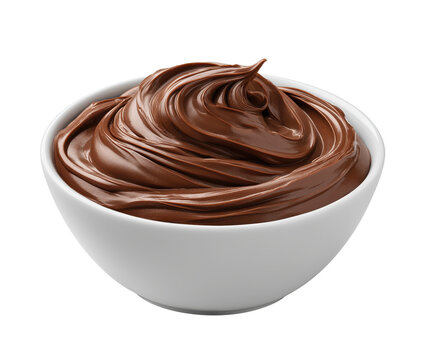 Chocolate hazelnut spread creamy swirl in white bowl