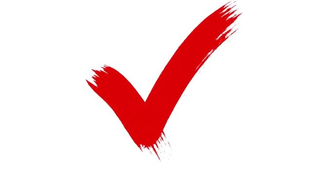 Abstract animation of a red check mark (✔) painted