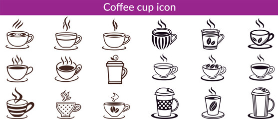 Coffee cup icon. Set of vector cups with coffee. Coffee cup logo. big coffee set design.give 10 icon