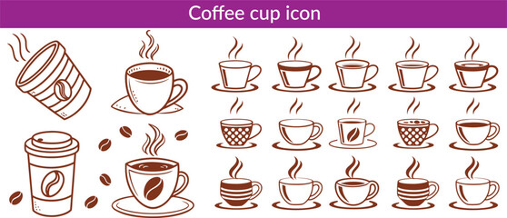 Coffee cup icon. Set of vector cups with coffee. Coffee cup logo. big coffee set design.give 10 icon