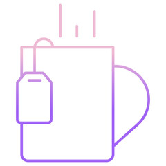 Outline Color Tea Bag and Mug icon