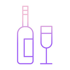 Outline Color Wine bottle and glass icon