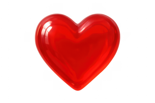 Glossy red 3d heart icon representing love and romance - Powered by Adobe