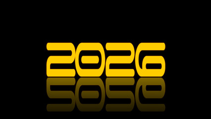 Yellow text 2026 festive digital greeting text celebration and holiday themed design