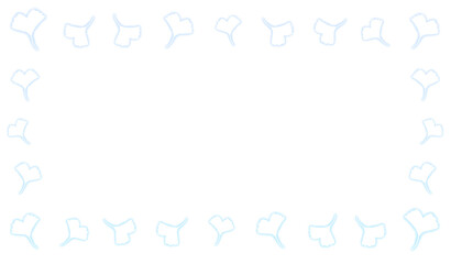 Blue glowing ginkgo leaf silhouette square frame