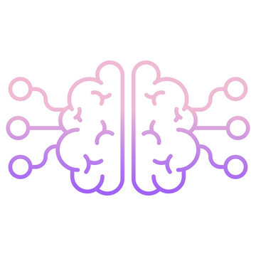 Outline Color Brain and technology icon