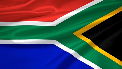 South Africa national flag, six-color design, green Y-shape, black triangle, vibrant cultural symbolism