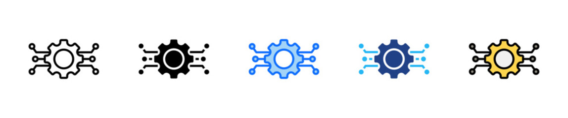 Ai Algorithm Icon Set Multiple Style Collection