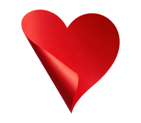 Red heart sticker isolated on transparent background