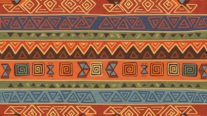 Primitive hand-drawn tribal stripes seamless background with rough sketch texture and geometric motifs.