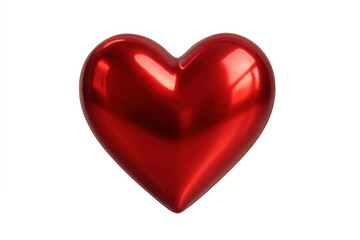 Fototapeta premium Red heart shiny metallic 3d transparent background