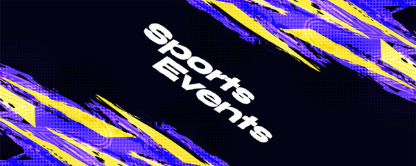 Abstract Sports Event Background with Dynamic Brush Strokes and Halftone Pattern. Scratch and Texture Elements For Design