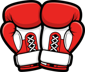 Pair of Red Boxing Gloves Cartoon Illustration.