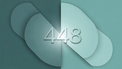 Teal Abstract Background with Overlapping Shapes and Number 448