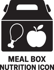 Meal box nutrition icon with chicken leg and apple for diet