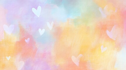 Soft pastel watercolor background evokes spring love hearts gentle warmth perfect for Valentine’s Day Mother’s Day