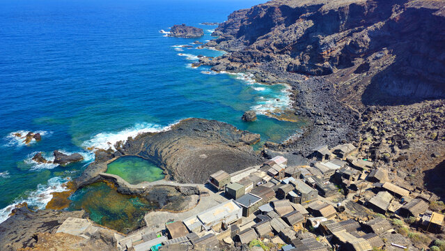 Pozo de las Calcosas fishing village and natural pools, Island El Hierro, Canary Islands, Spain, Europe.