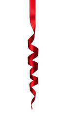 Red Satin Ribbon Spiral on White Isolated on Background