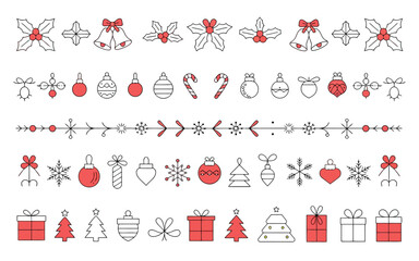 Red and Black Christmas Doodle Elements
