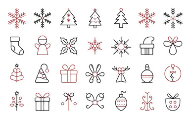 Subtle Christmas Doodles and Icons Outline