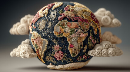 Fototapeta premium Embroidered Planet