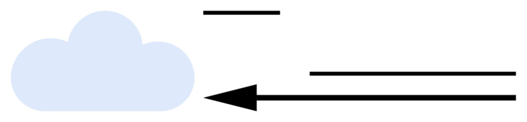 Cloud storage concept. Cloud icons with directional arrows indicating data transfer. Cloud storage offers intelligent data management and file accessibility. Use for tech, IT, cloud computing