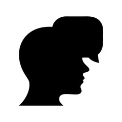 Human head silhouette with speech bubble symbolizing thought