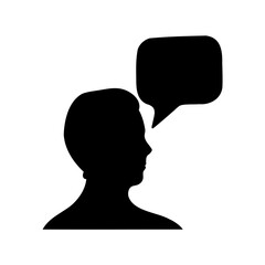 Communication and thought concept with person silhouette icon.