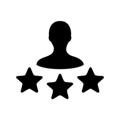 Customer satisfaction icon with user profile and three stars