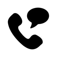 Telephone handset icon and speech bubble for communication