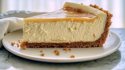 Caramel Cheesecake, HD Commercial Food Material, Ins-style Natural Soft Light, Suitable for Dessert E-commerce Detail Pages, Bakery Brand Promotion Posters