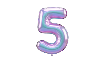Number 5 Balloon Floating on White Background