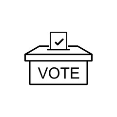 Fototapeta premium Voting ballot box line icon. flat vector illustration design