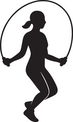 Female silhouette jumping rope. fitness and workout icon graphic