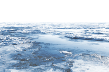 Wintertime frozen lake isolated on transparent background