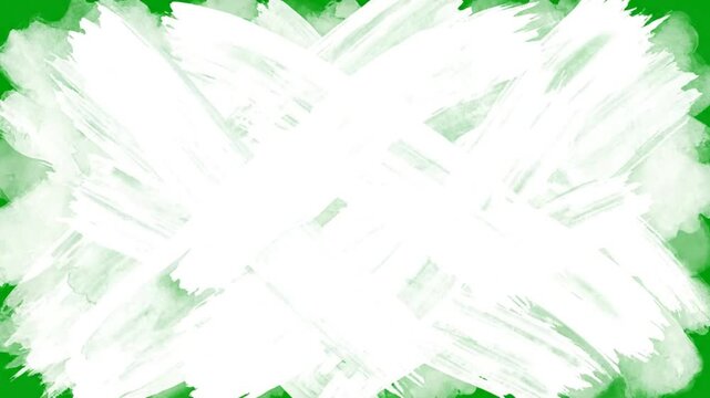 Creative brush stroke transition animation of white paint crossing over a bright green background with empty space