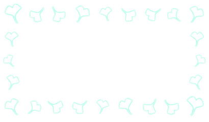 Green glowing ginkgo leaf silhouette square frame