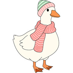 Duck cute cartoon illustration, animal, Christmas vector