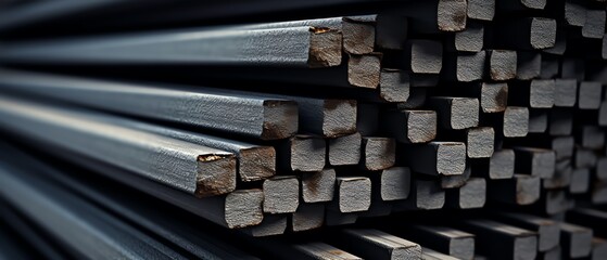 Close-up of steel rods piled together.