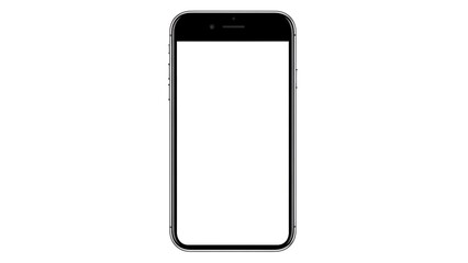 Smartphone mockup with blank white screen isolated on a white background for digital display