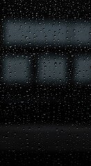 Obraz premium Abstract raindrops on dark glass, creating a blurred, lonely scene. Suggesting deep introspection, emotional turmoil, and overwhelming melancholy ,reflection ,window ,atmosphere
