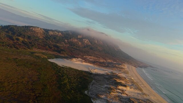 FPV Of Monte Louro And Its Surrounding Natural Landscape In Galicia, Spain. Rotate Shot