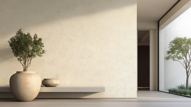 Cloud Dancer themed modern living room interior architecture. Colour of the Year 2026.