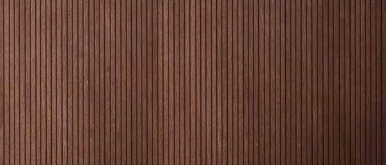 mahogany brown acoustic wood panel, wooden interior  wall, rustic texture, wide long banner	
